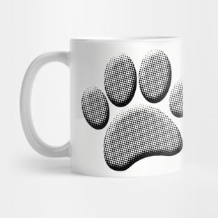 Newsprint Halftones Cartoon Dog Paw Prints Mug